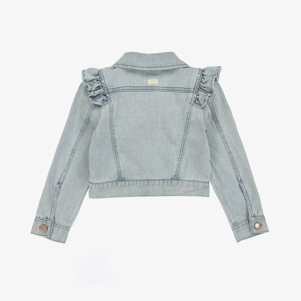 Le Chic-Girls Elegant Ruffled Blue Jacket | Childrensalon Outlet