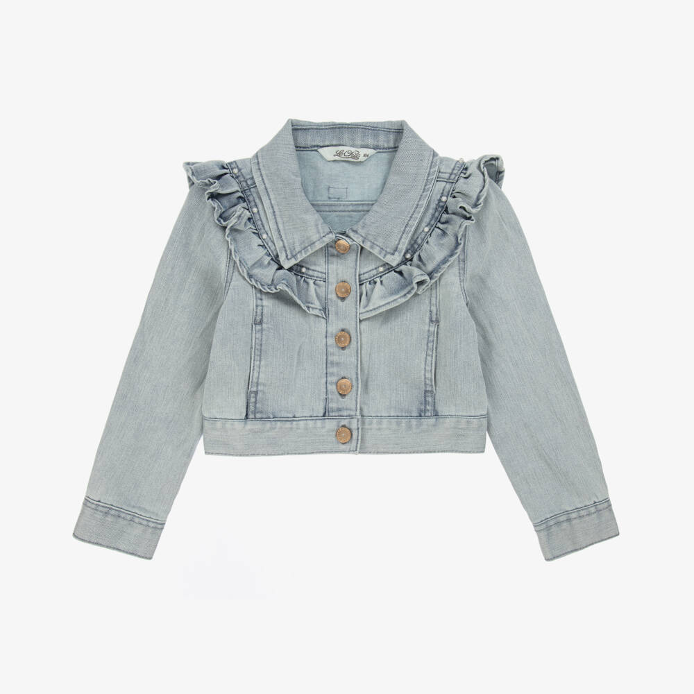 Le Chic-Girls Elegant Ruffled Blue Jacket | Childrensalon Outlet
