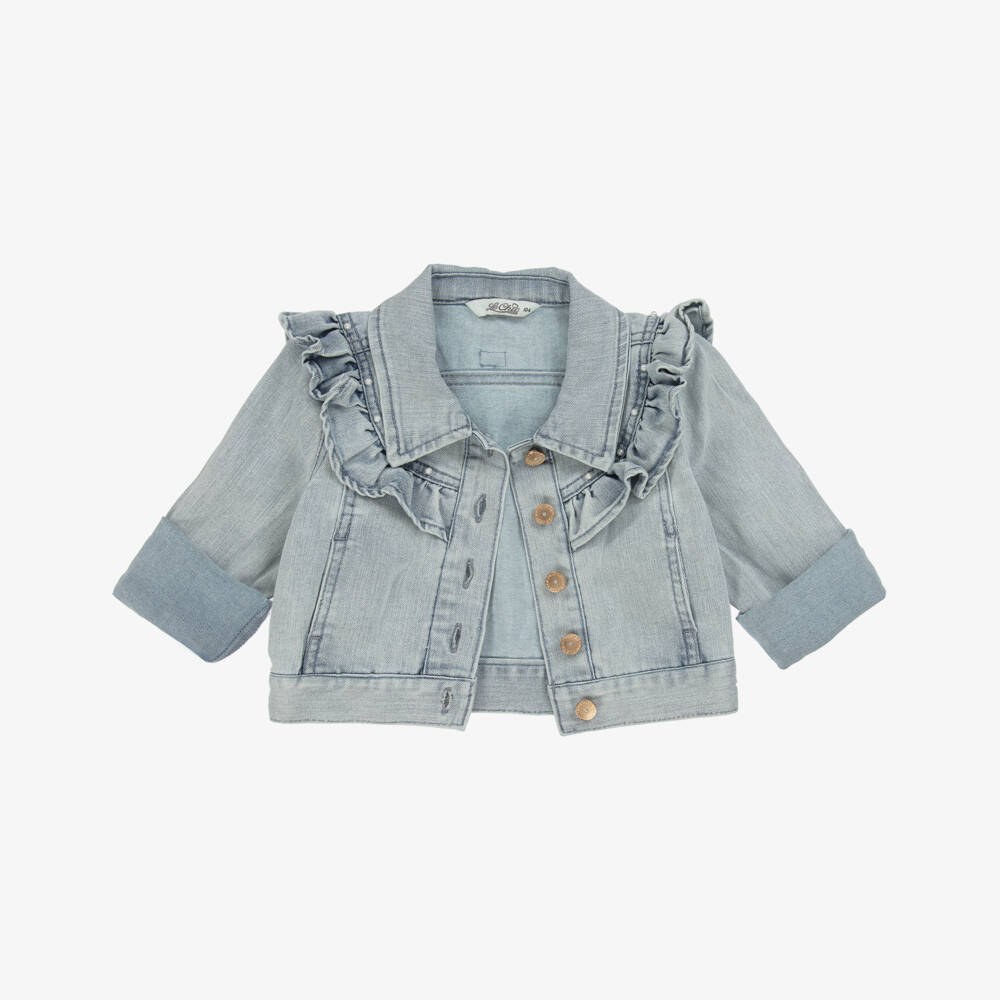 Le Chic-Girls Elegant Ruffled Blue Jacket | Childrensalon Outlet