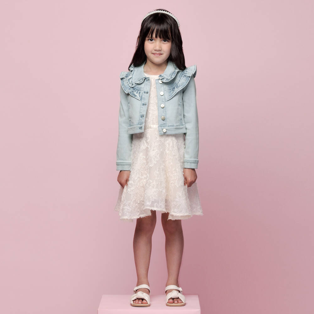 Le Chic-Girls Elegant Ruffled Blue Jacket | Childrensalon Outlet
