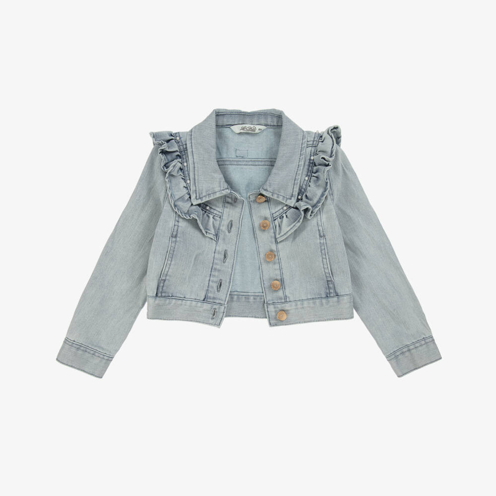 Le Chic-Girls Elegant Ruffled Blue Jacket | Childrensalon Outlet