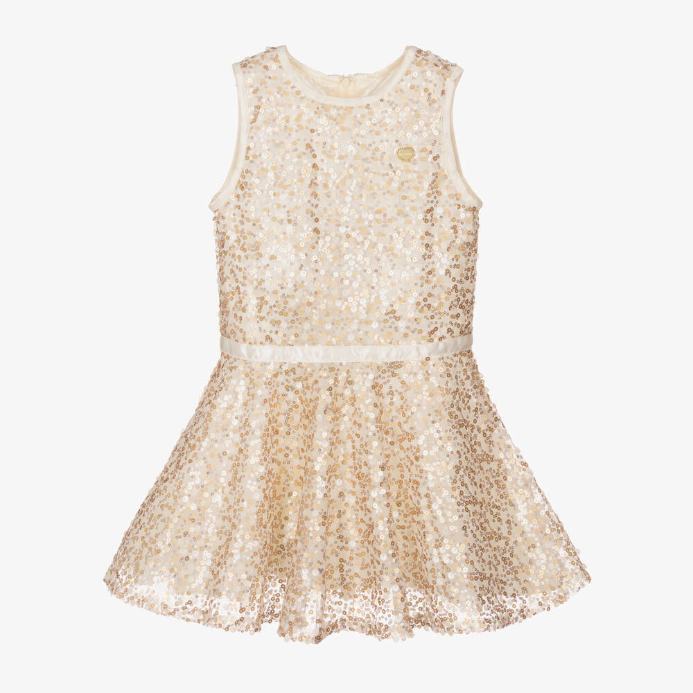 Le Chic-Очаровательное золотое и кремовое платье для девочек | Childrensalon Outlet