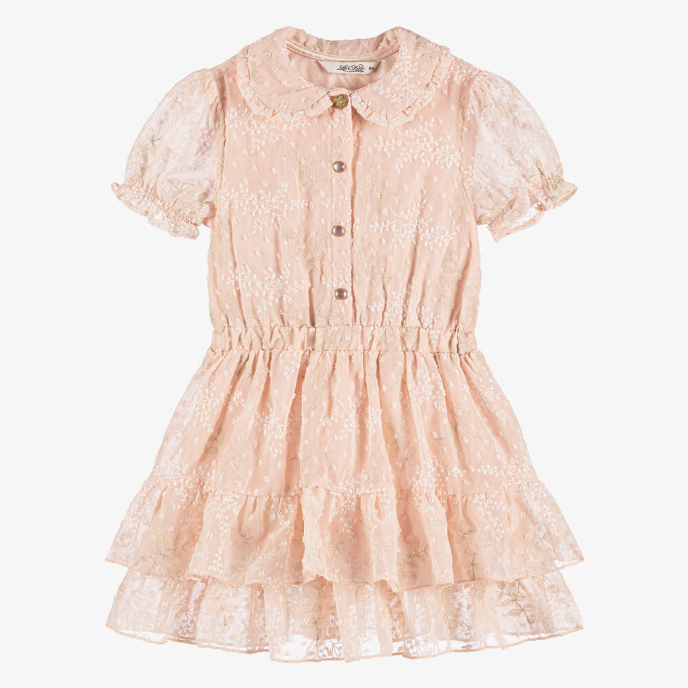 Le Chic-Girls Floral Chiffon Dress in Pink | Childrensalon Outlet