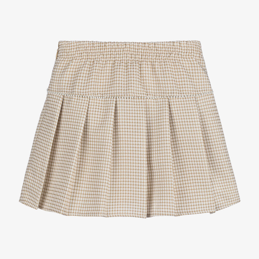 Le Chic-Girls Glittery Gold Check Skirt | Childrensalon Outlet