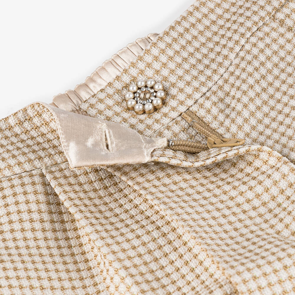 Le Chic-Girls Gold Check Pattern Trousers | Childrensalon Outlet
