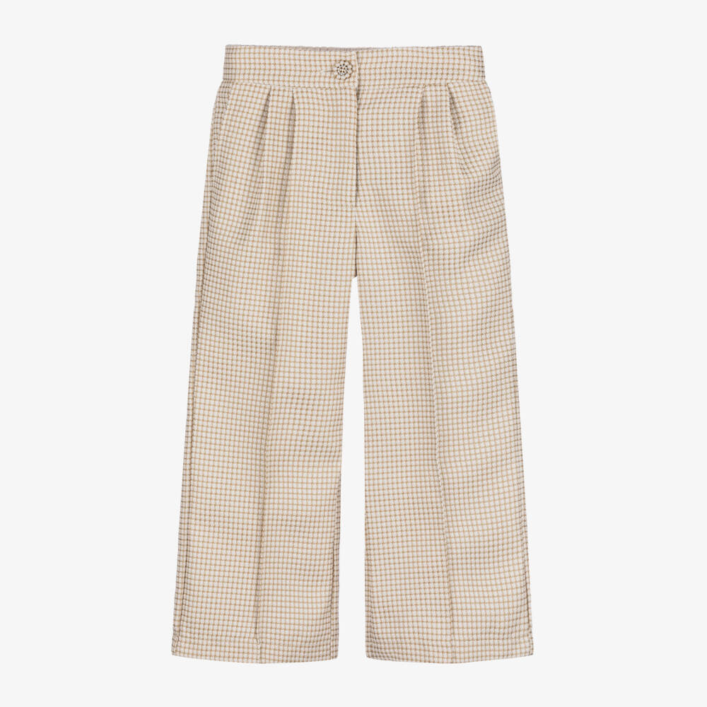 Le Chic-Girls Gold Check Pattern Trousers | Childrensalon Outlet