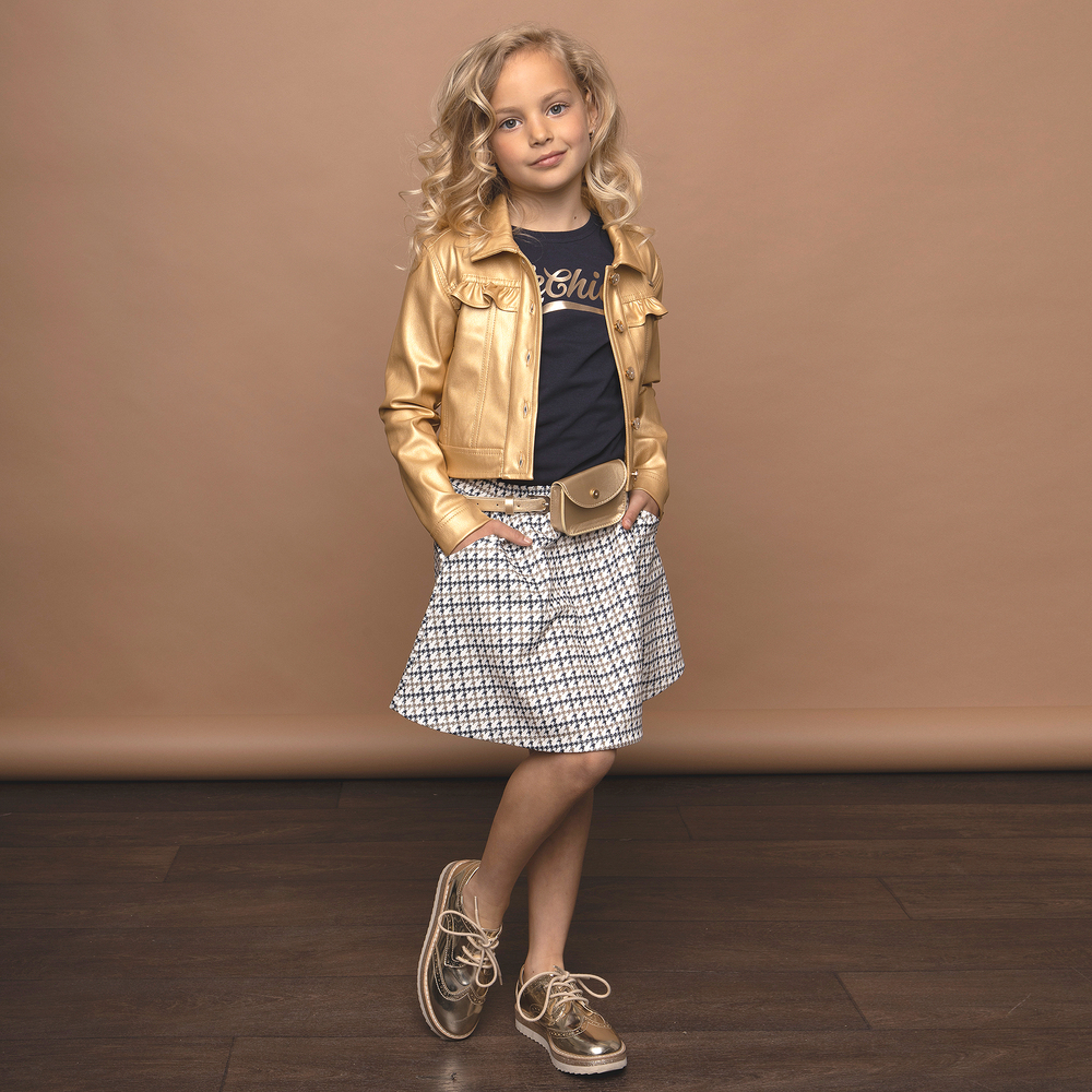 Le Chic Girls Gold Faux Leather Jacket Childrensalon Outlet