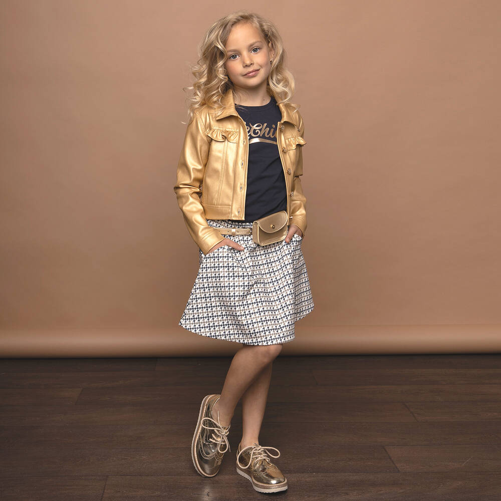 Le Chic Girls Gold Faux Leather Jacket