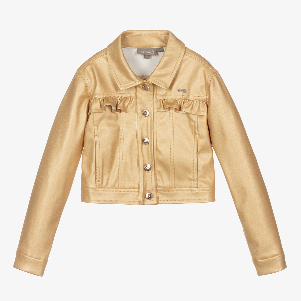 Le Chic - Girls Gold Faux Leather Jacket | Childrensalon