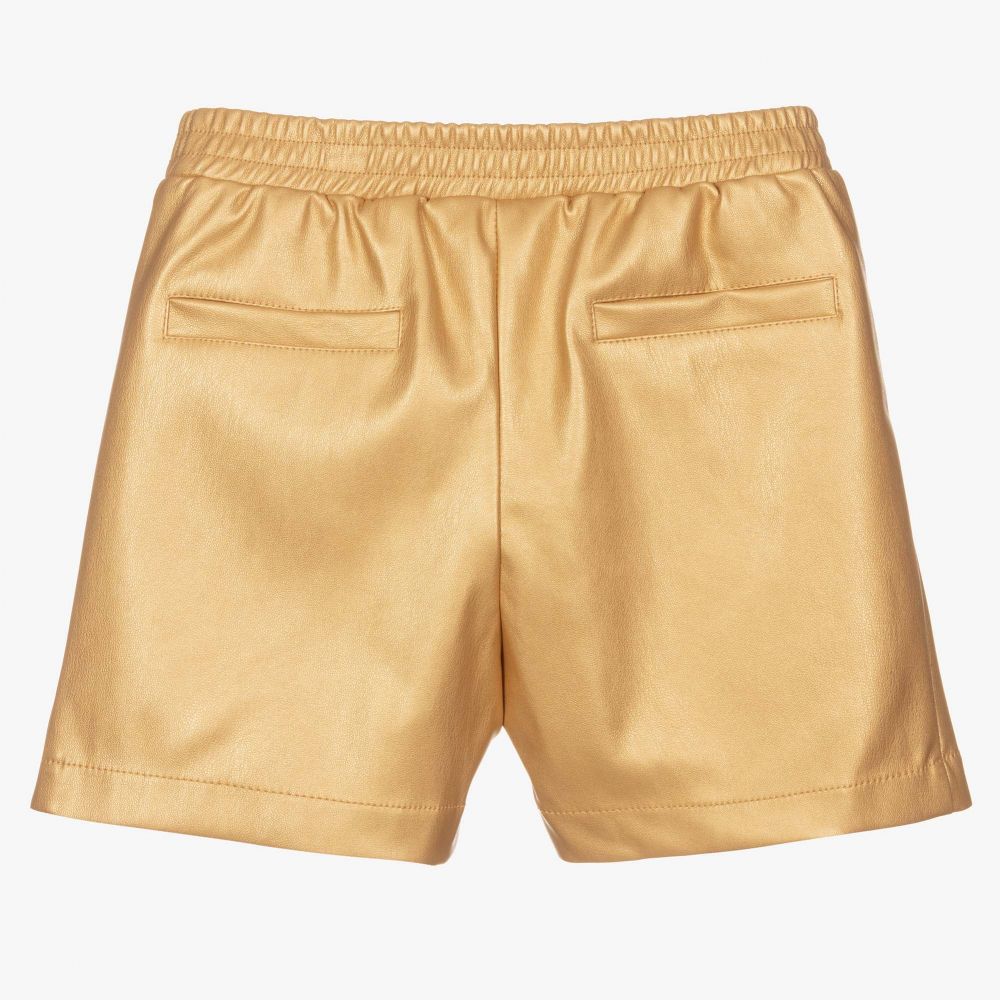 Le Chic-Girls Gold Faux Leather Shorts | Childrensalon Outlet