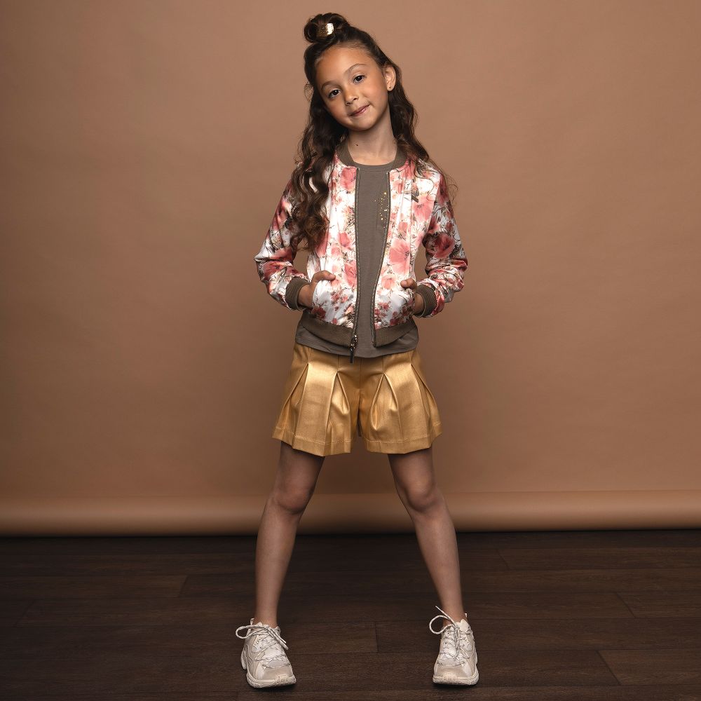 Le Chic Girls Gold Faux Leather Shorts Childrensalon Outlet