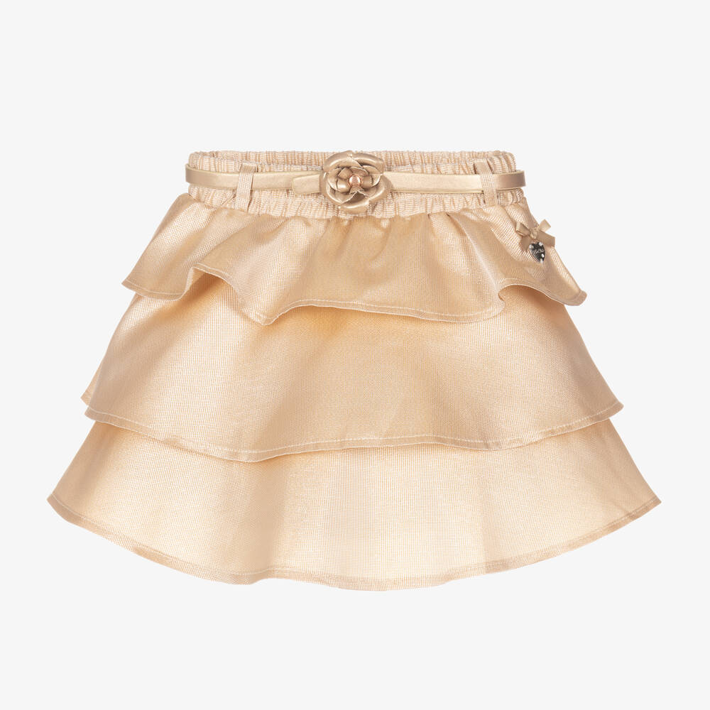 Le Chic - Золотистая жаккардовая многоярусная юбка | Childrensalon