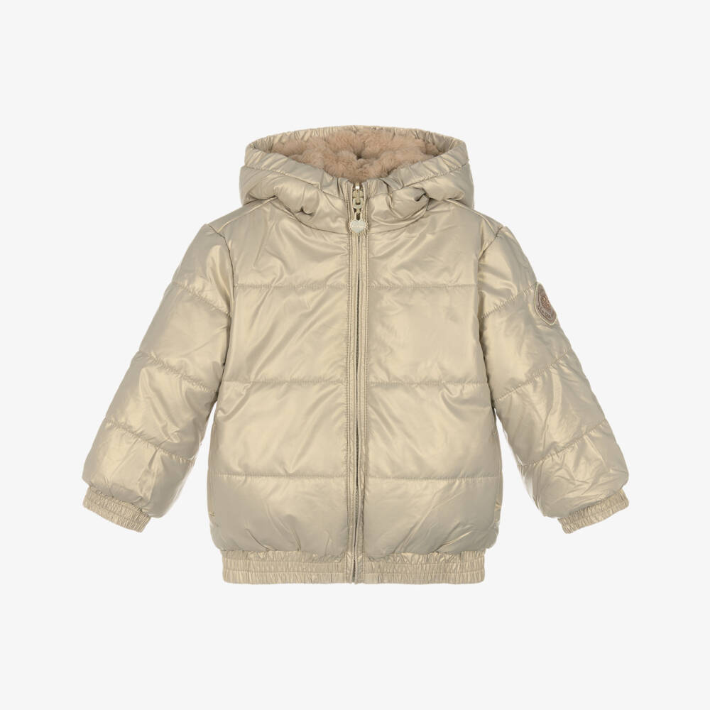 Le Chic-Girls Gold Reversible Hooded Faux Fur Puffer Jacket | Childrensalon Outlet