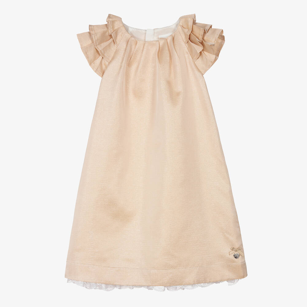 Le Chic - Goldenes Kleid mit Rüschen (M) | Childrensalon