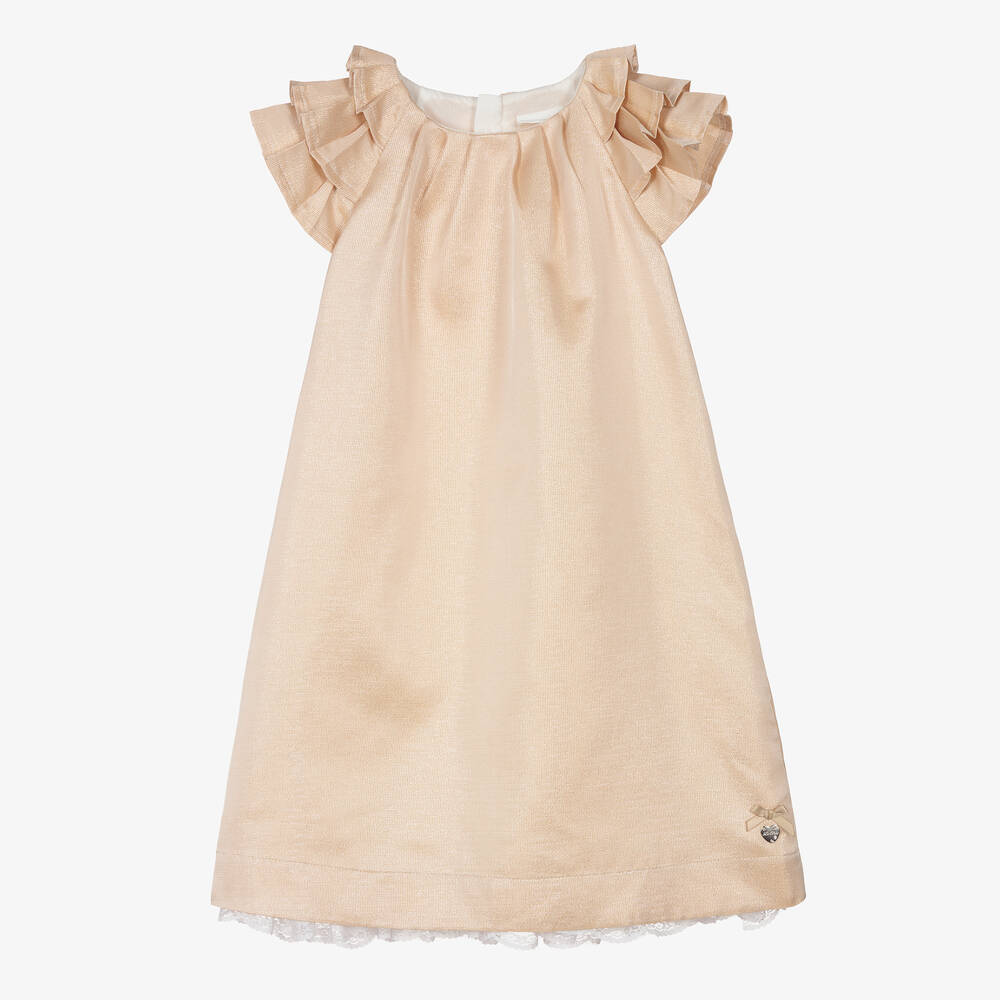 Le Chic - Girls Gold Ruffle Dress | Childrensalon