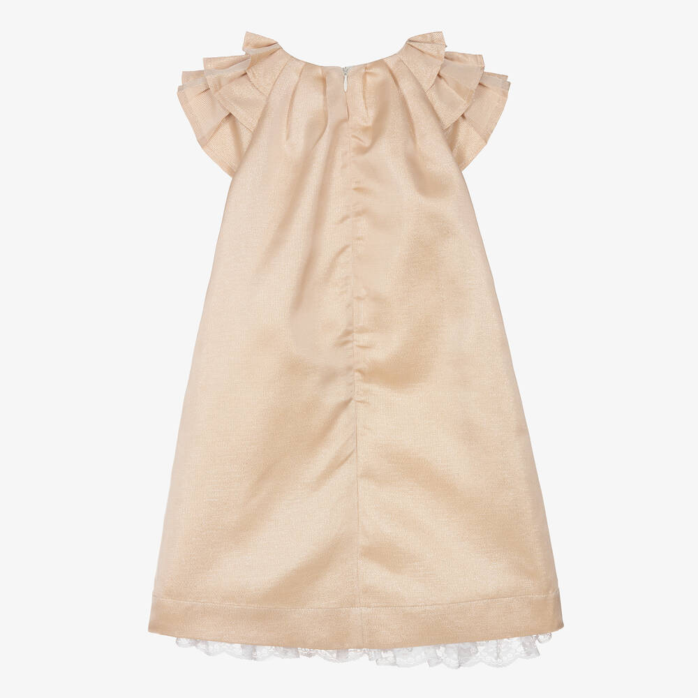 Le Chic-Girls Gold Ruffle Dress | Childrensalon Outlet