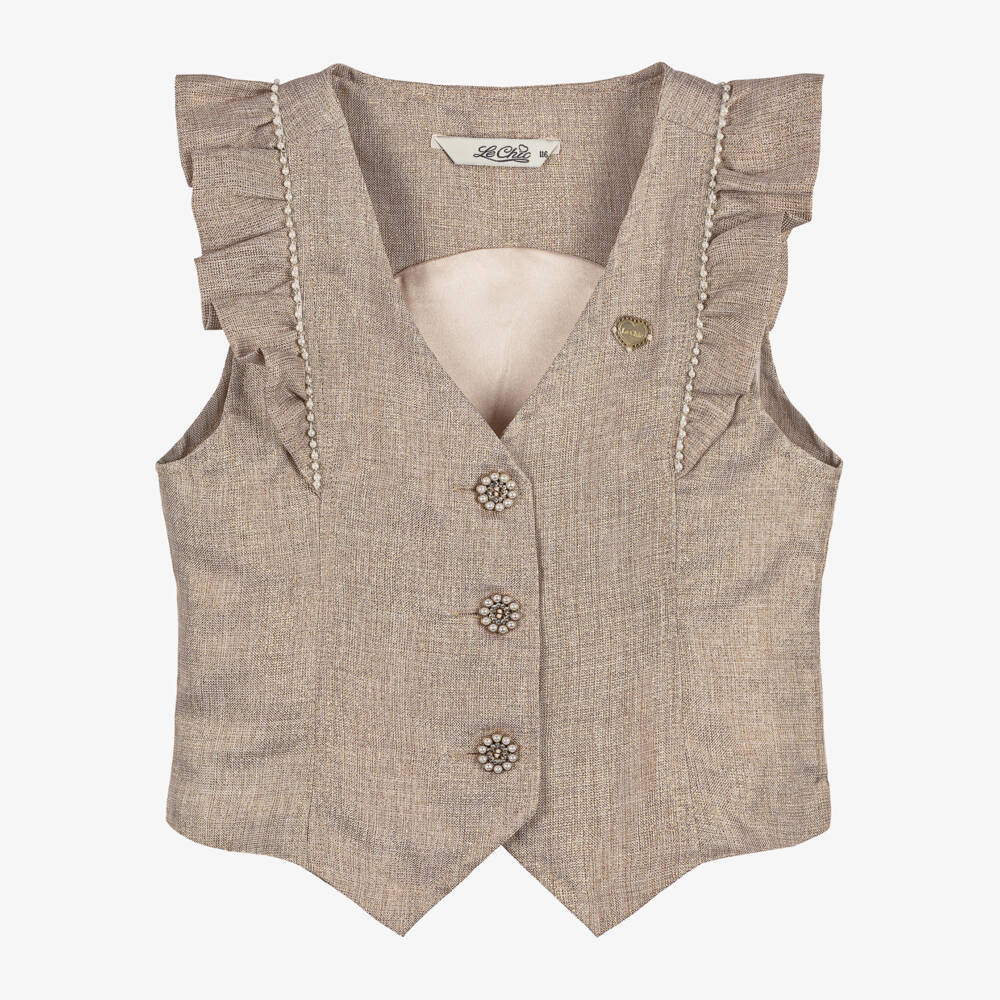 Le Chic-Girls Gold Ruffle Vest | Childrensalon Outlet