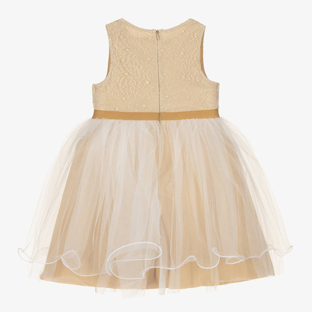 Le Chic-Золотисто-белое платье из тюля | Childrensalon Outlet