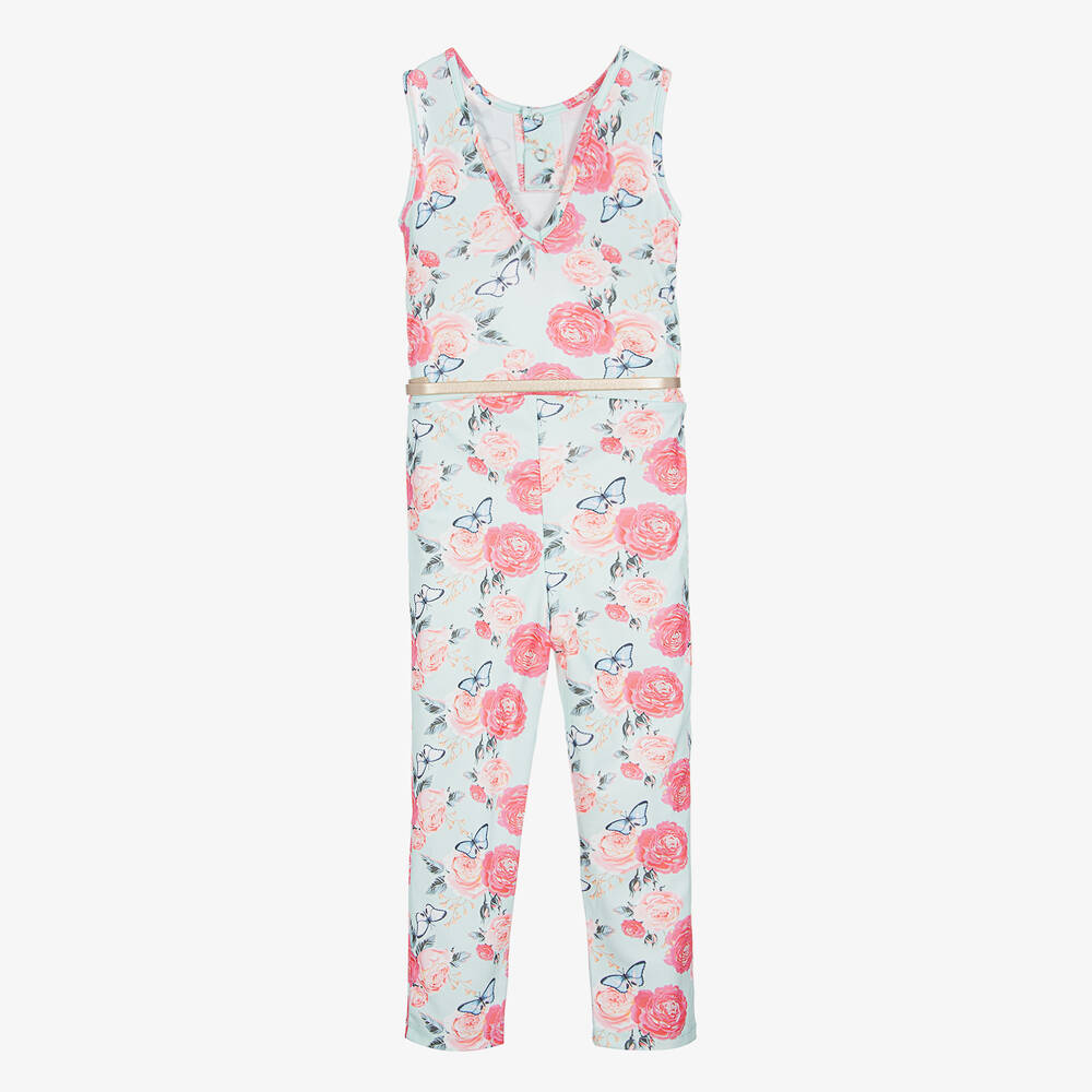 Le Chic-Girls Green Floral Print Jumpsuit | Childrensalon Outlet