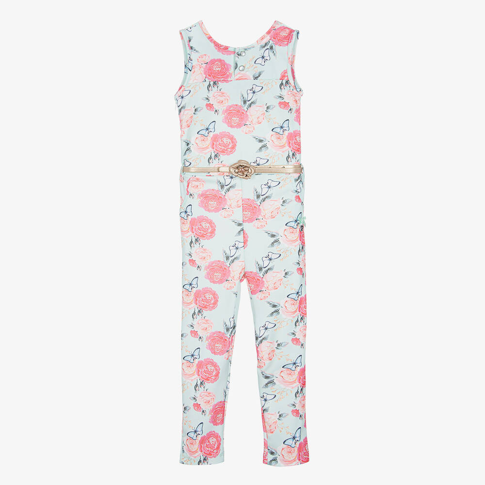 Le Chic - Girls Green Floral Print Jumpsuit | Childrensalon