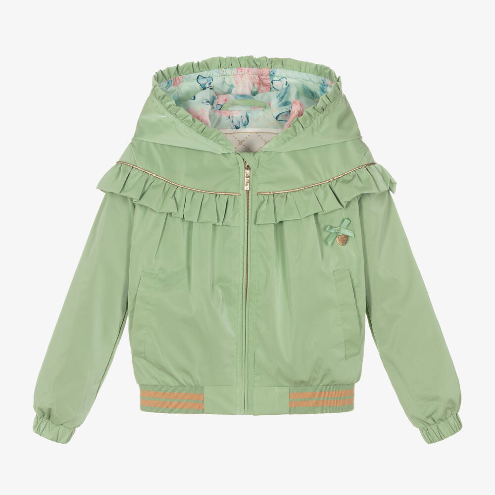 Le Chic - Blouson à capuche vert fille | Childrensalon