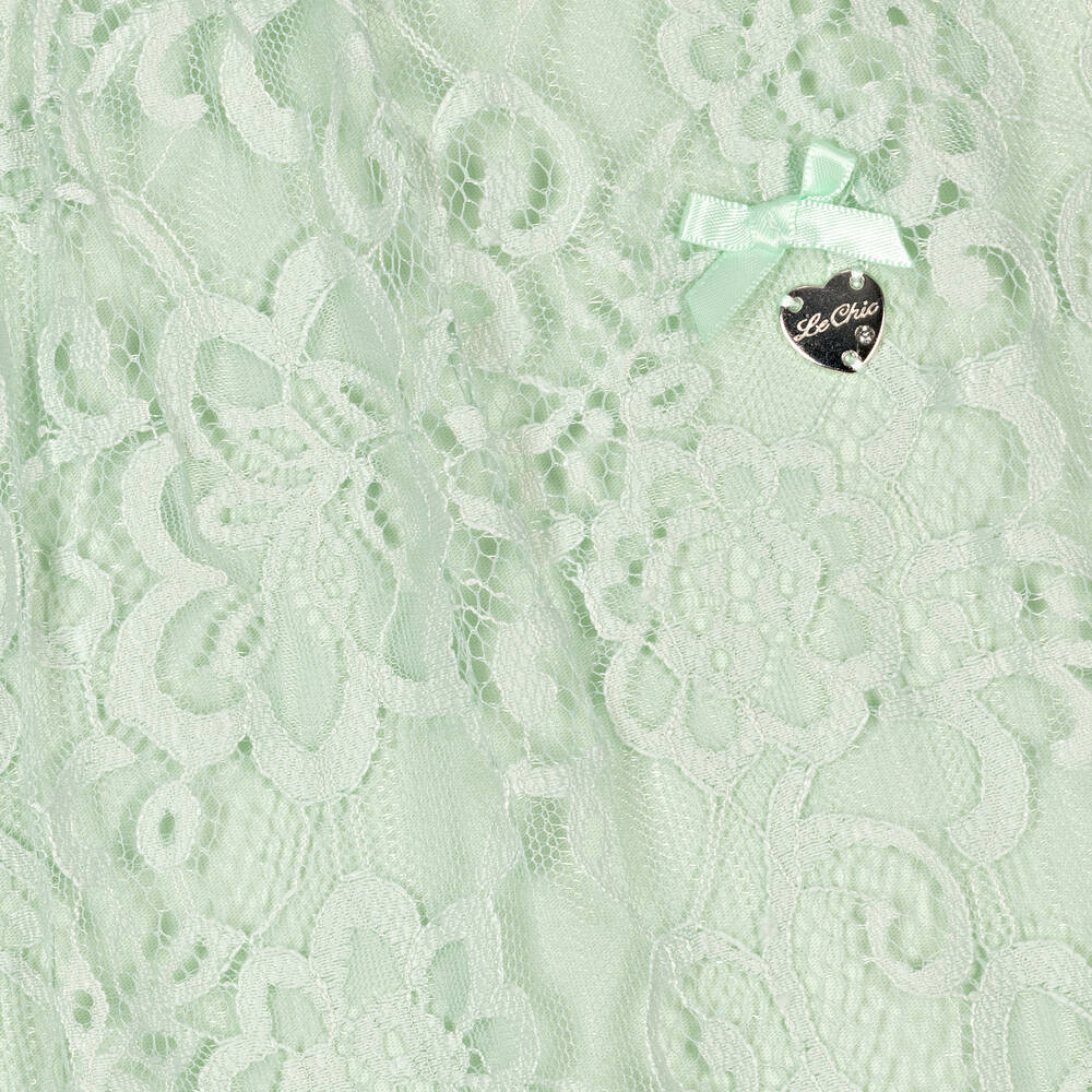 Le Chic-Girls Green Lace Ruffle Dress | Childrensalon Outlet