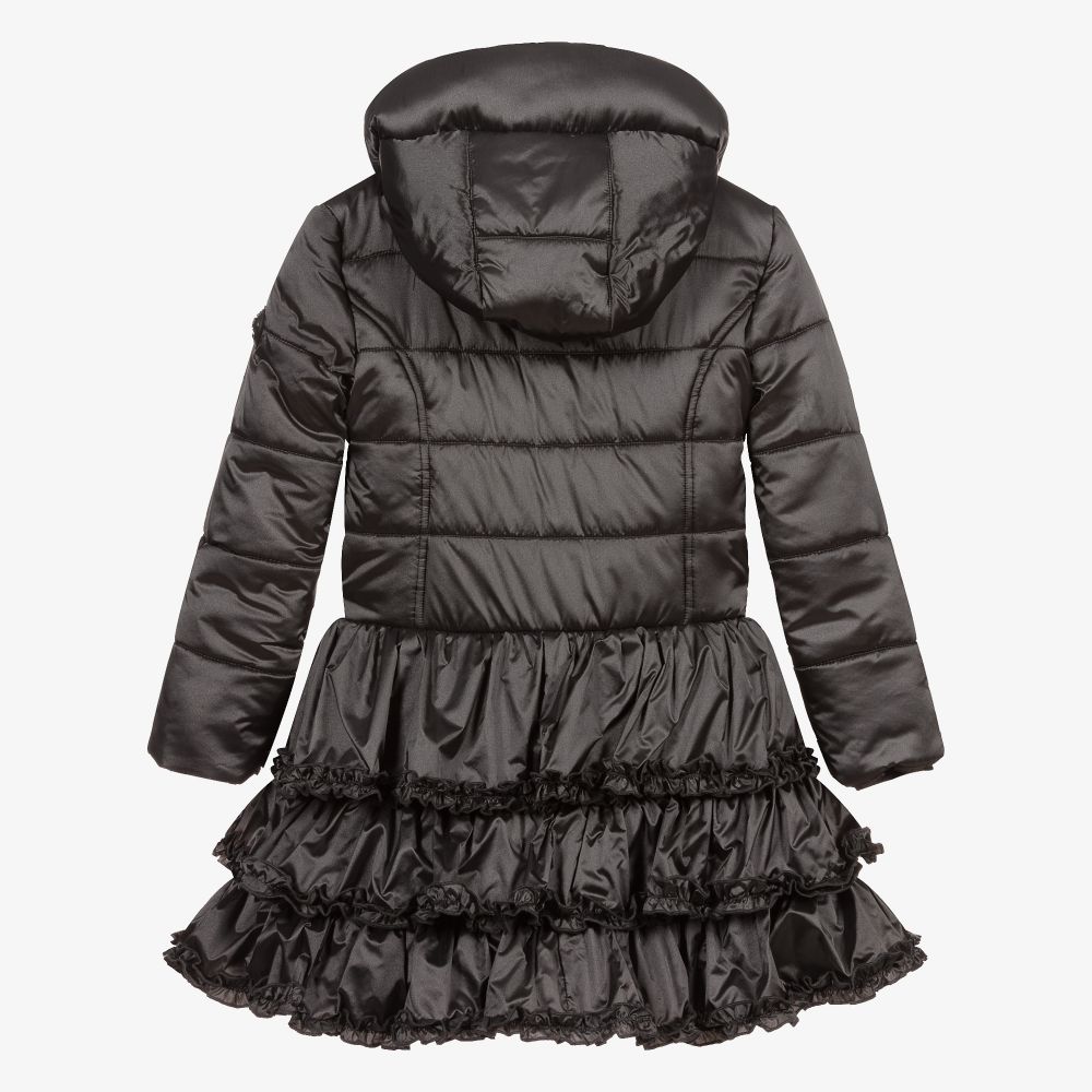 Le Chic-Girls Grey Puffer Ruffle Coat | Childrensalon Outlet