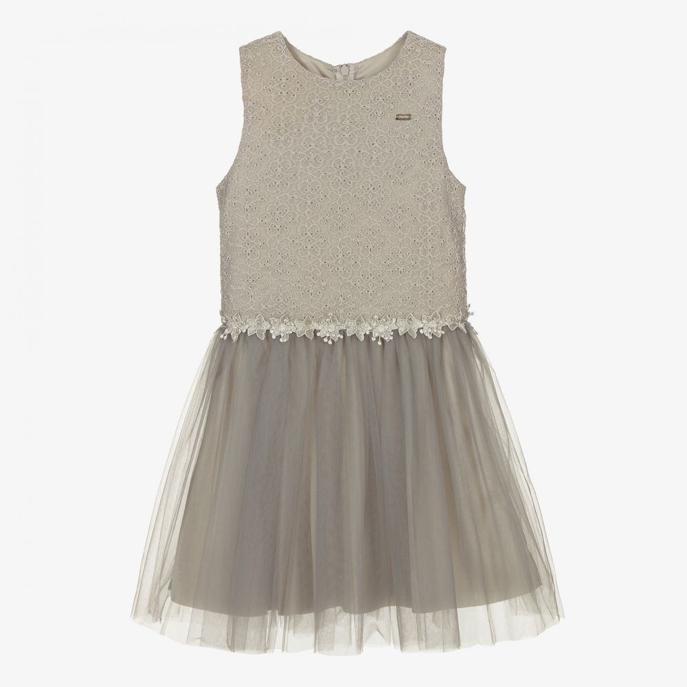 Le Chic - Robe grise en tulle Fille | Childrensalon