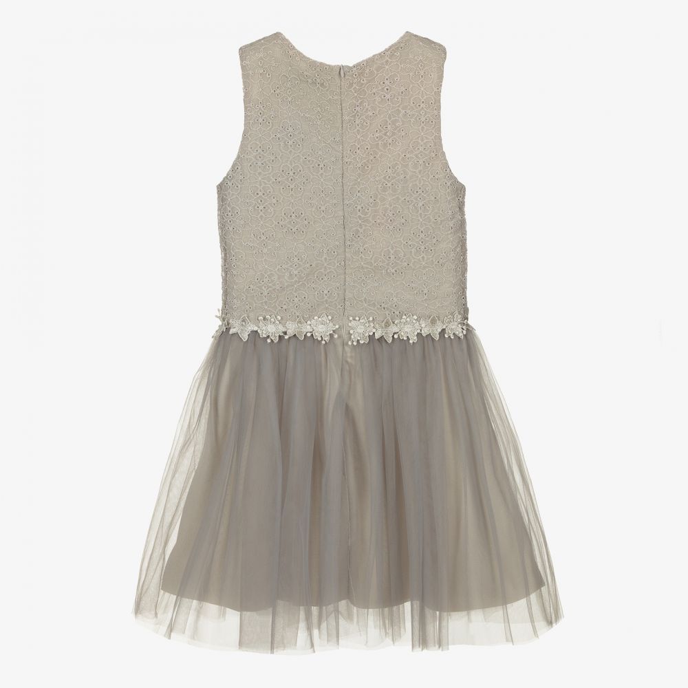 Le Chic-Girls Grey Tulle & Lace Dress | Childrensalon Outlet