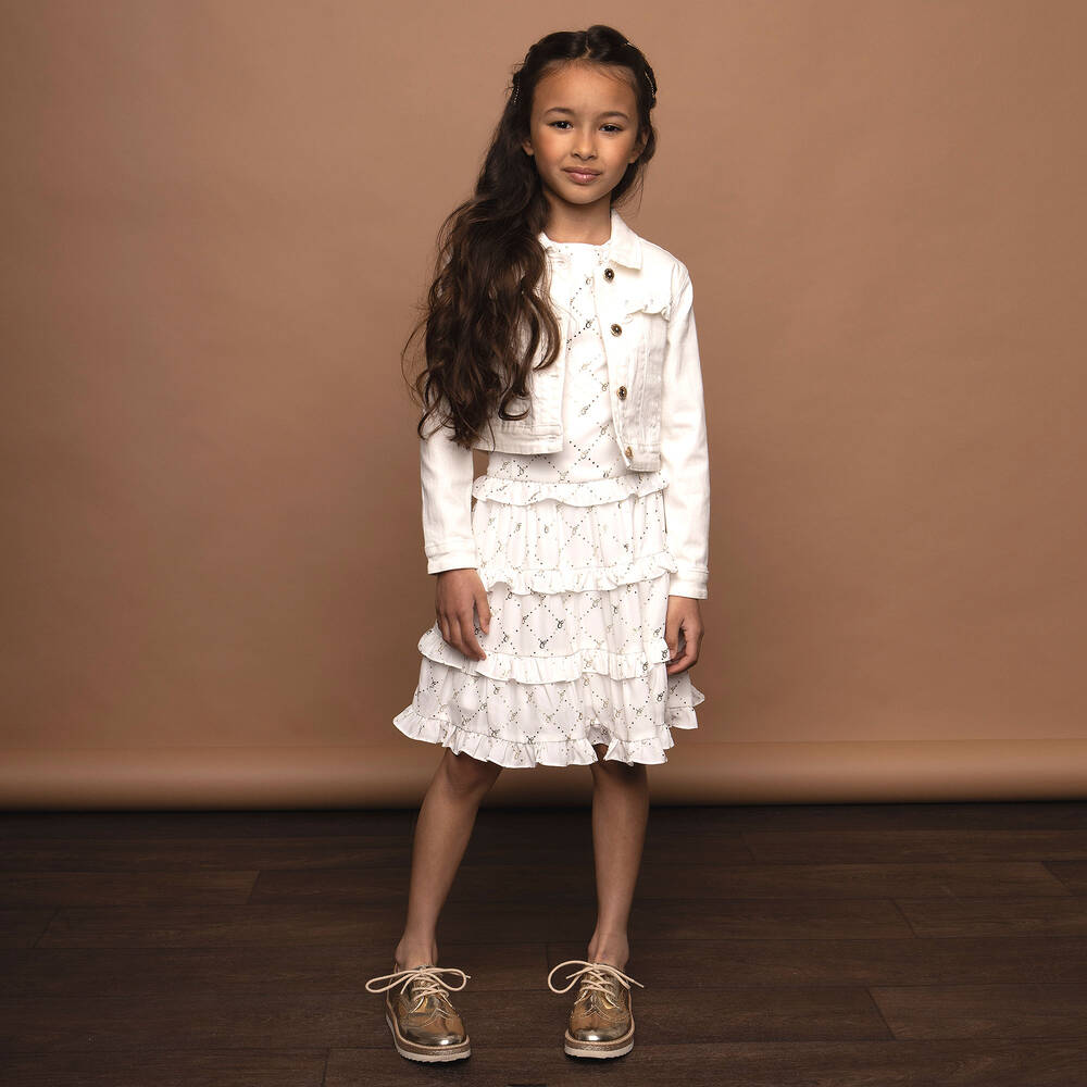 Le Chic-Кремовое платье из шифона для девочек | Childrensalon Outlet