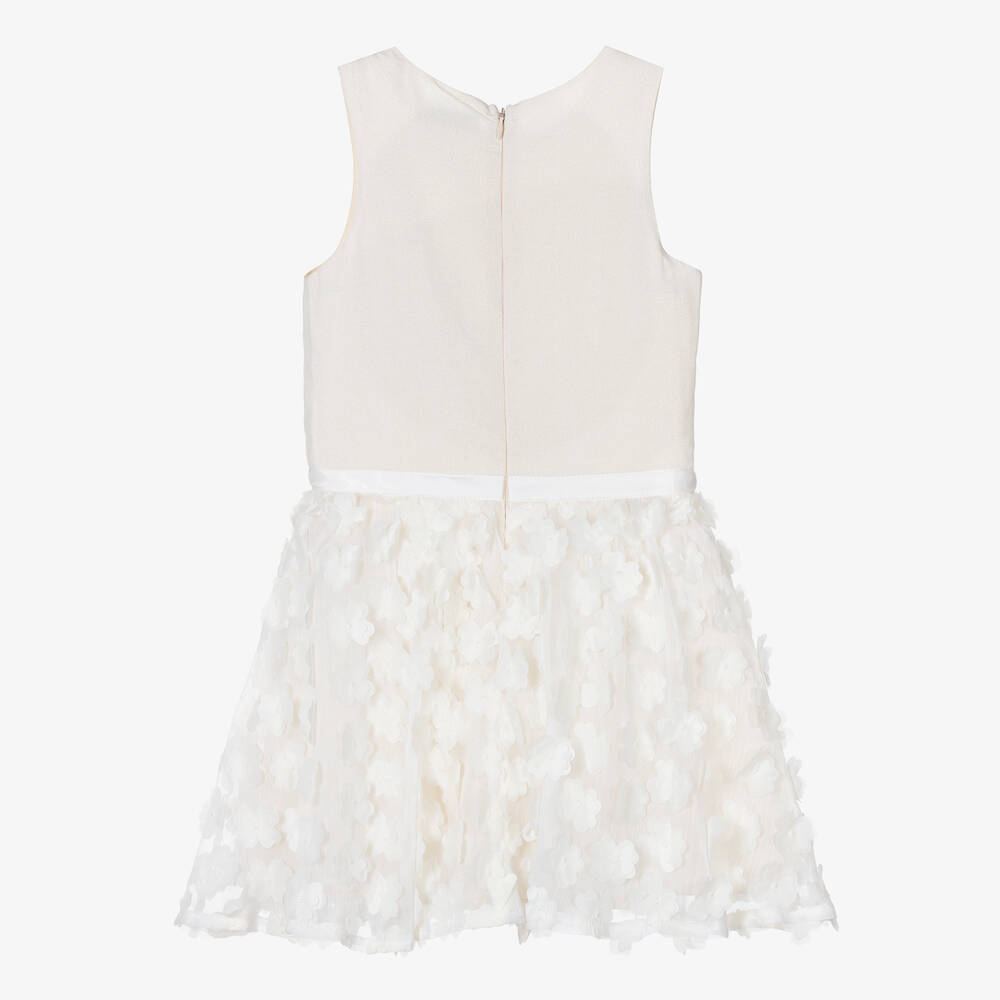 Le Chic-Girls Ivory Chiffon Flower Dress | Childrensalon Outlet