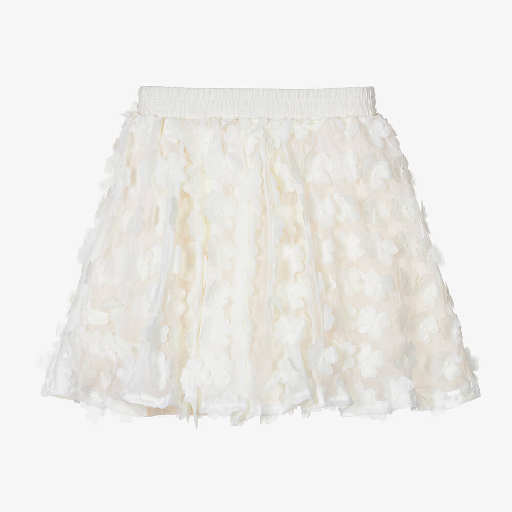 Le Chic-Girls Ivory Chiffon Flower Skirt | Childrensalon Outlet