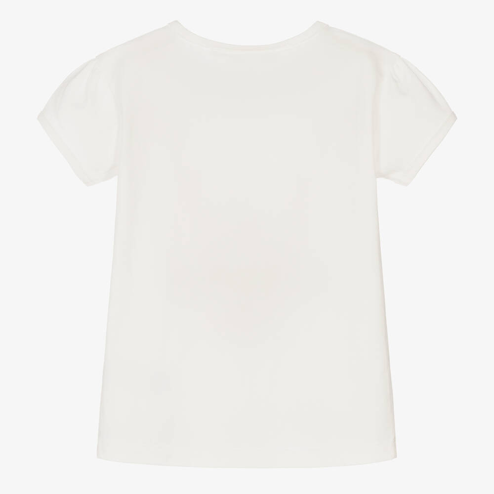 Le Chic-Girls Ivory Cotton Ballerina T-Shirt | Childrensalon Outlet
