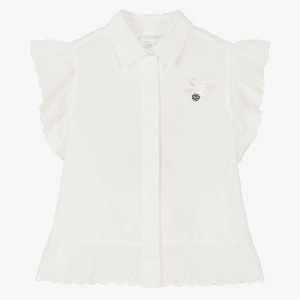 Le Chic - Girls Ivory Cotton Blouse | Childrensalon