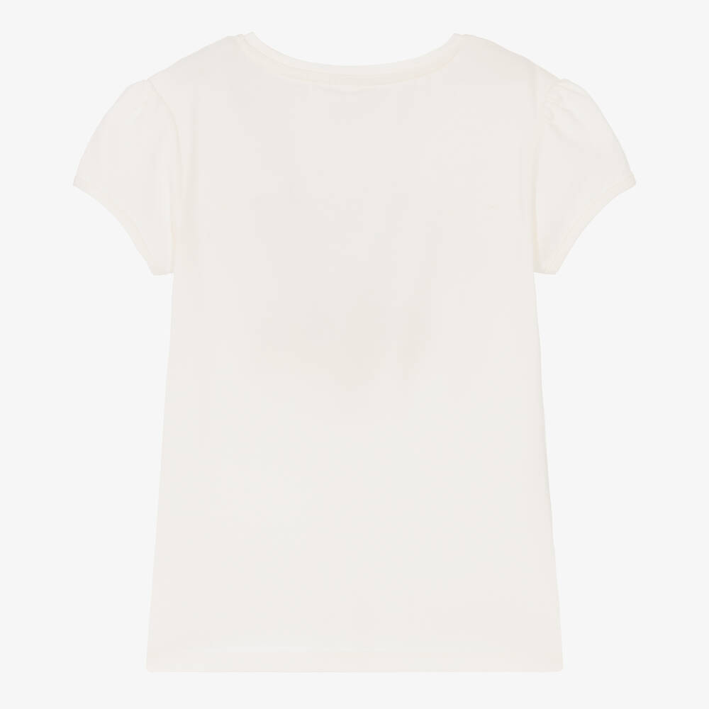 Le Chic-Girls Ivory Cotton Butterfly T-Shirt | Childrensalon Outlet
