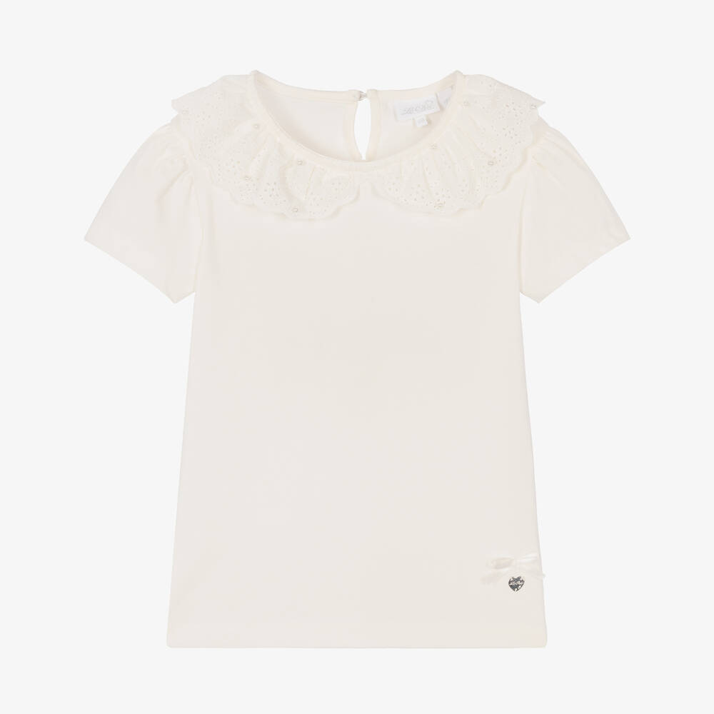 Le Chic-Girls Ivory Cotton T-Shirt | Childrensalon Outlet