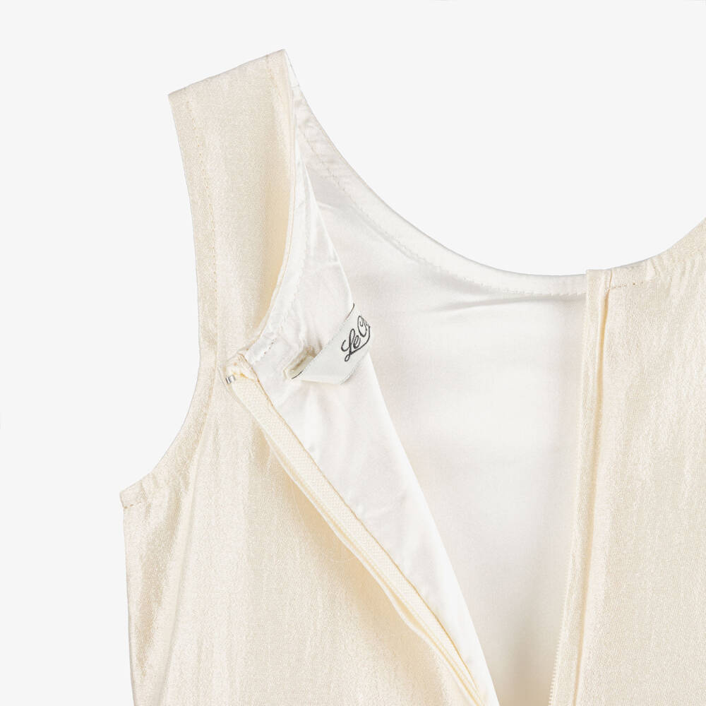 Le Chic-Girls Ivory Crêpe Satin Sleeveless Dress | Childrensalon Outlet