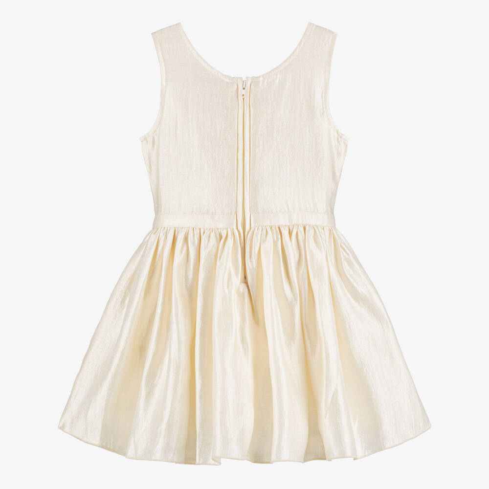 Le Chic-Girls Ivory Crêpe Satin Sleeveless Dress | Childrensalon Outlet
