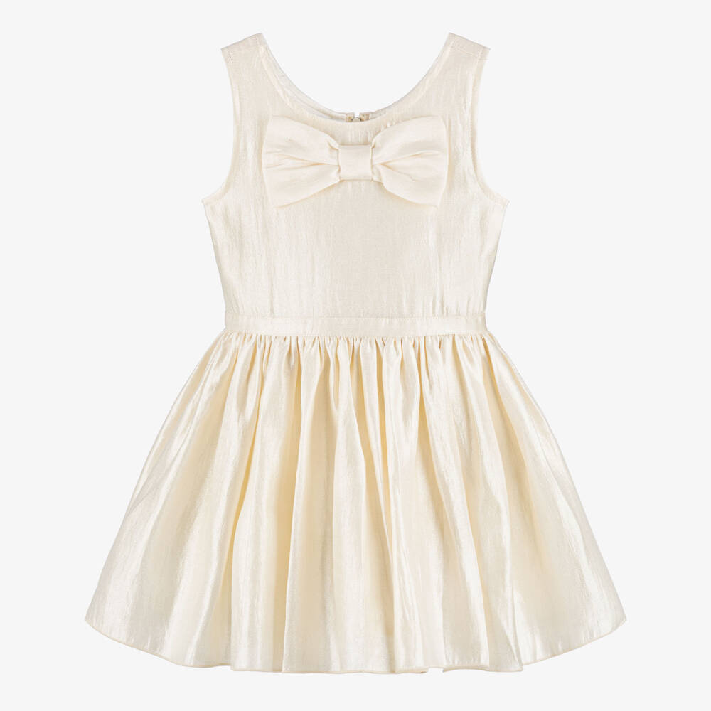Le Chic-Girls Ivory Crêpe Satin Sleeveless Dress | Childrensalon Outlet
