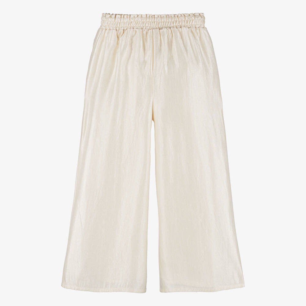 Le Chic-Girls Ivory Crêpe Satin Wide Leg Trousers | Childrensalon Outlet