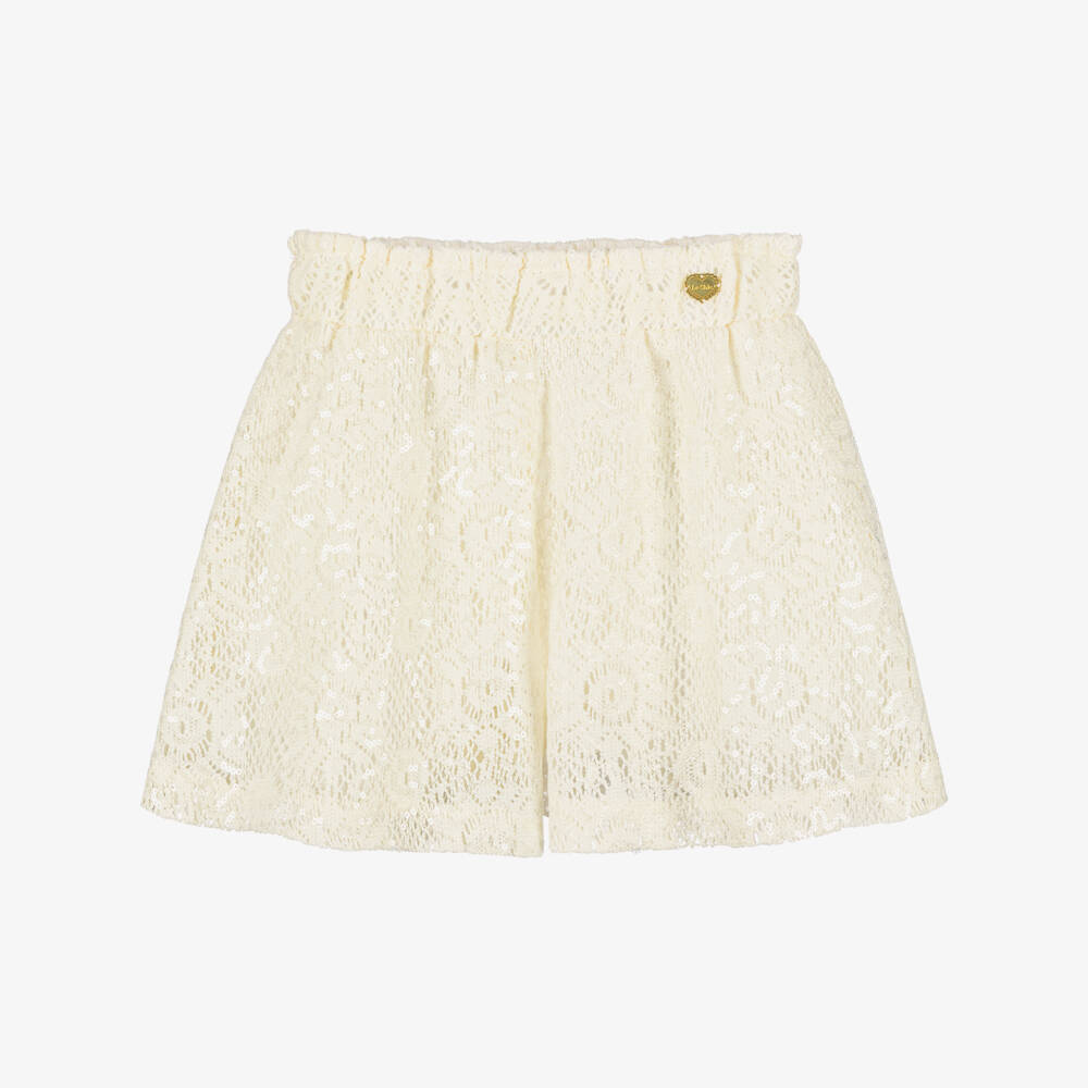 Le Chic-Кремовые шорты с цветами и пайетками для девочек | Childrensalon Outlet