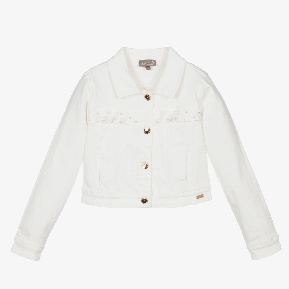 Le Chic - Girls Ivory Denim Jacket | Childrensalon