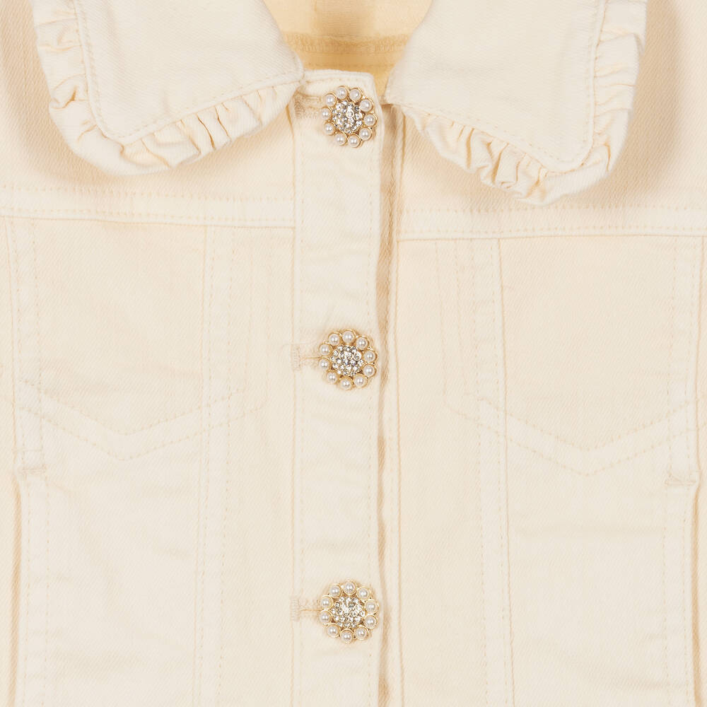 Le Chic Girls Ivory Denim Jacket