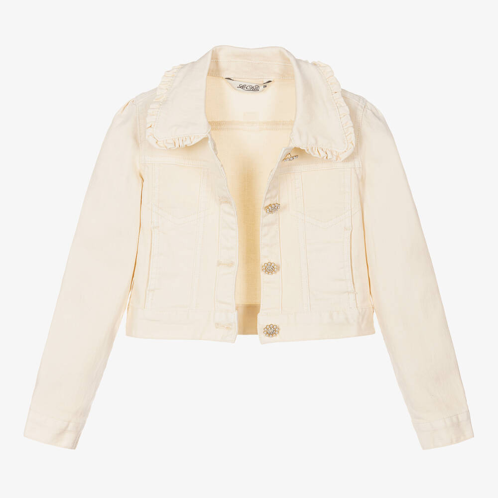 Le Chic-Girls Ivory Denim Jacket | Childrensalon Outlet
