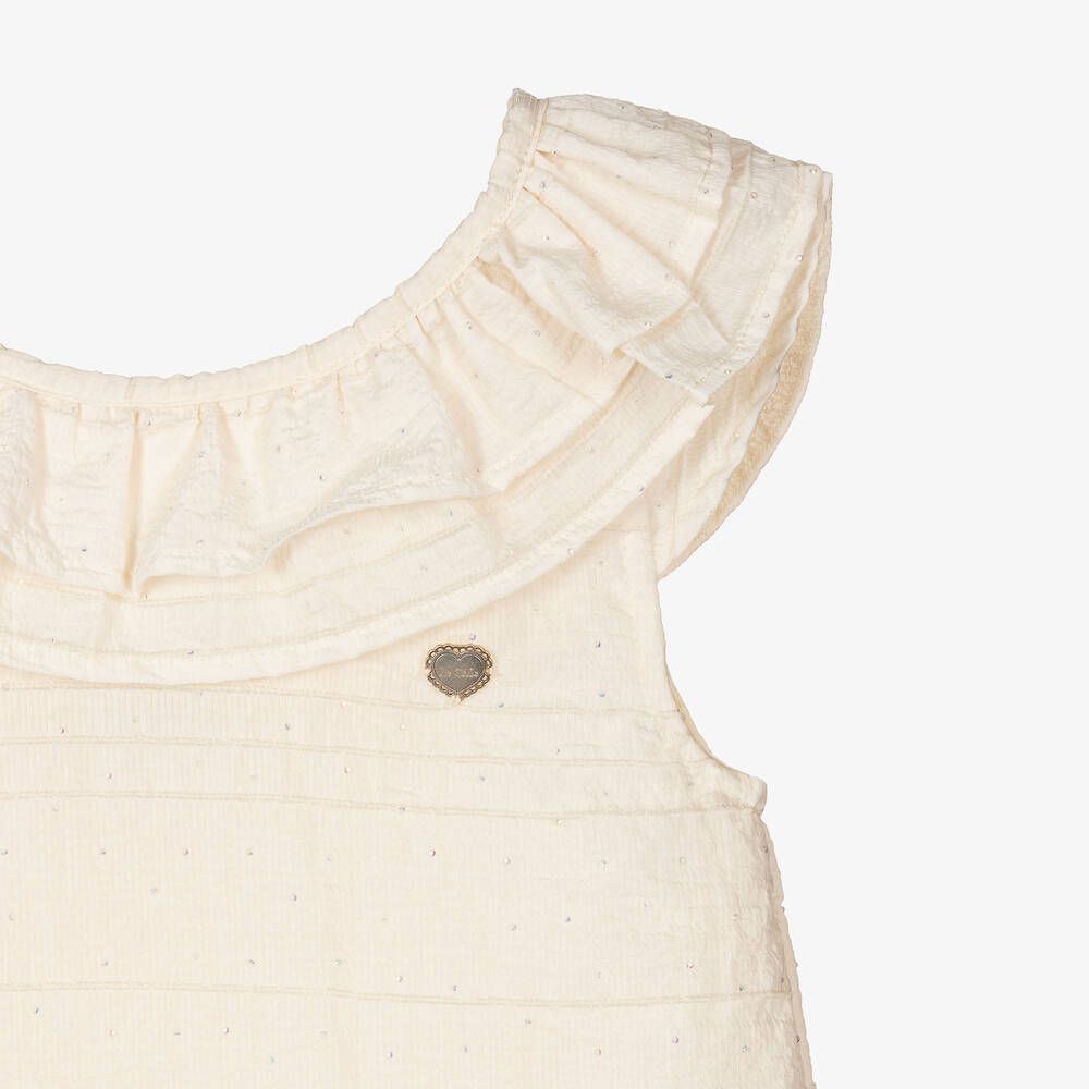 Le Chic-Girls Ivory Diamanté Dress | Childrensalon Outlet