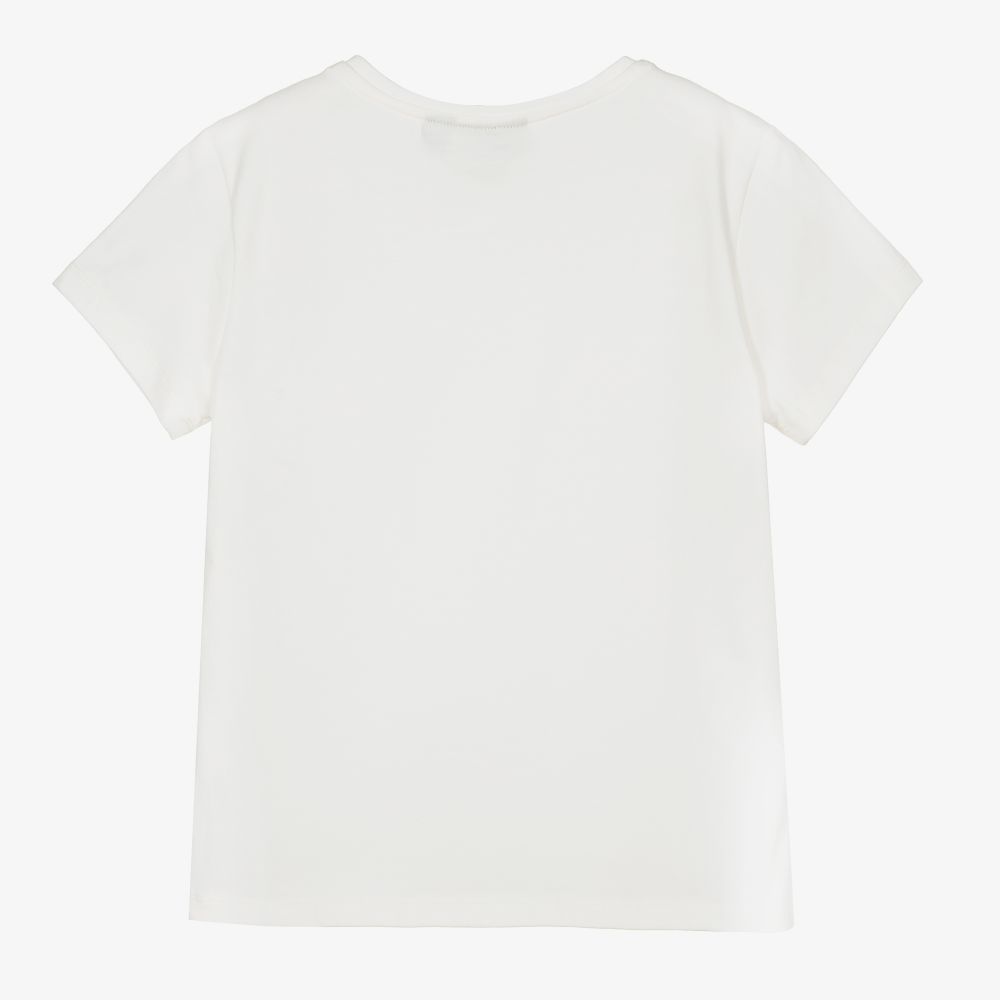 Le Chic-Girls Ivory Diamanté T-Shirt | Childrensalon Outlet