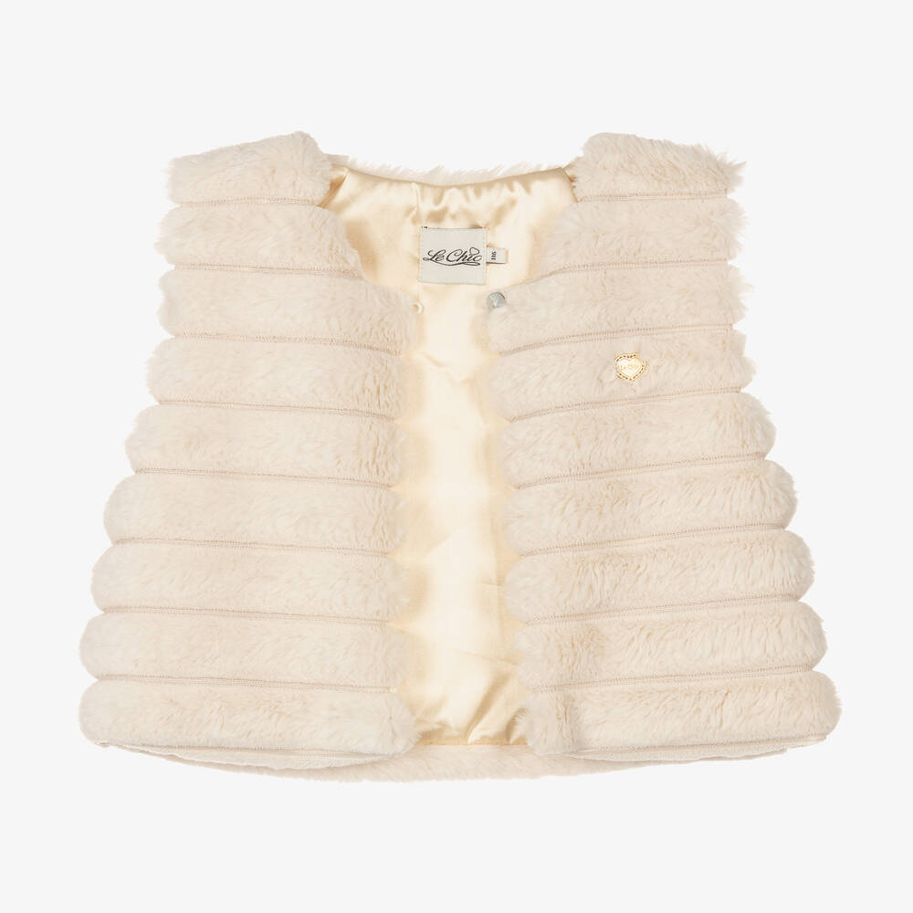 Le Chic-Кремовый жилет из искусственного меха | Childrensalon Outlet