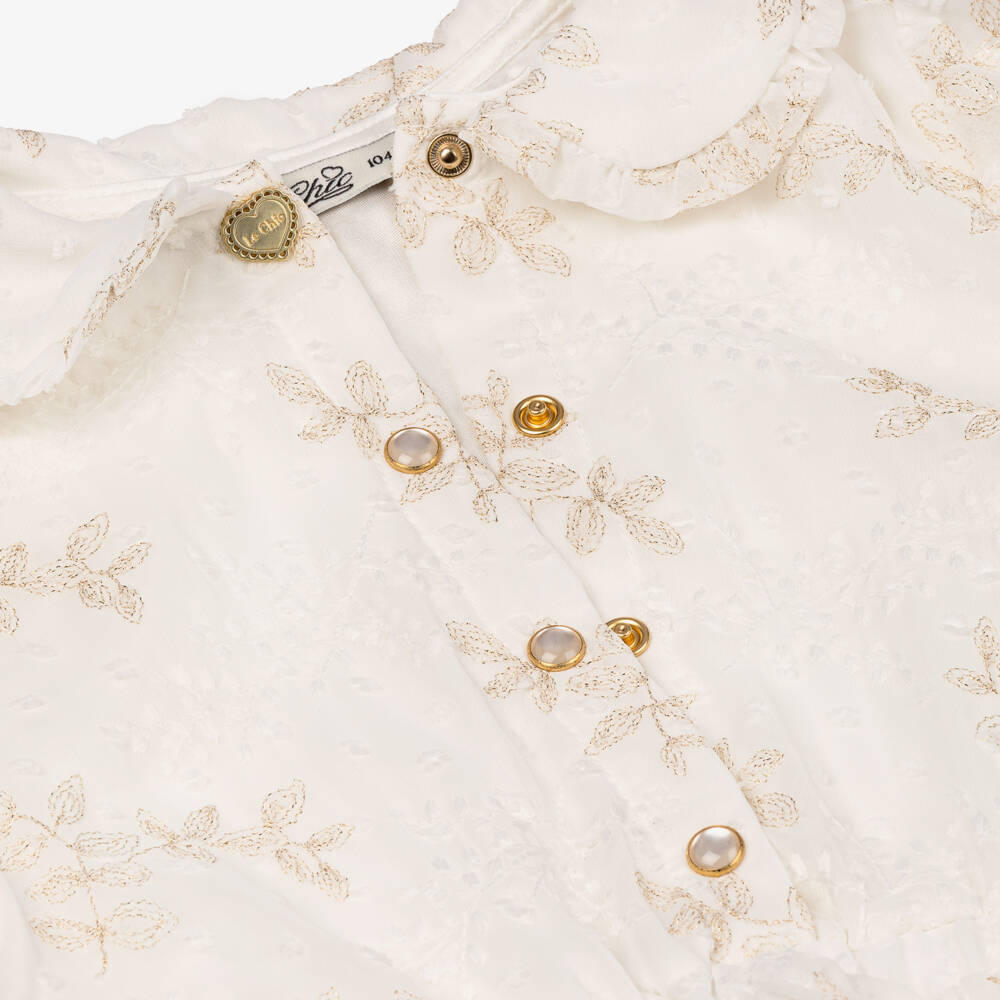 Le Chic-Кремовое шифоновое платье с цветочным узором для девочек | Childrensalon Outlet