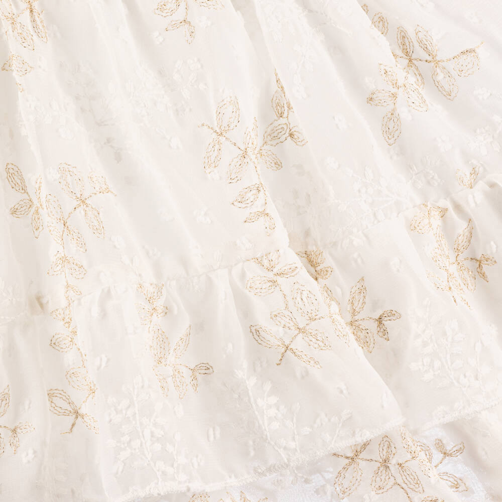 Le Chic-Кремовое шифоновое платье с цветочным узором для девочек | Childrensalon Outlet