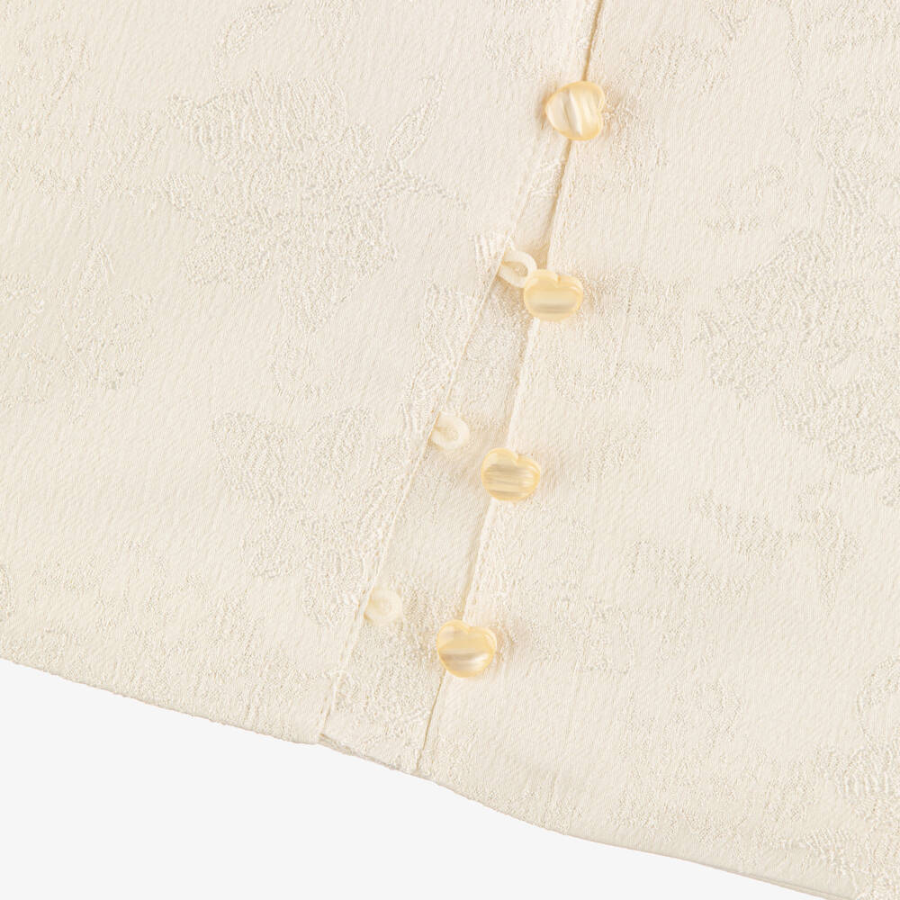 Le Chic-Girls Ivory Floral Jacquard Boxy Fit Top | Childrensalon Outlet